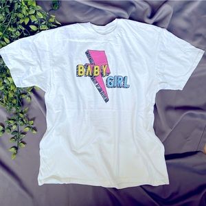 Baby Girl White Oversize Cotton tee shirt womens Logo shirt Print L XL